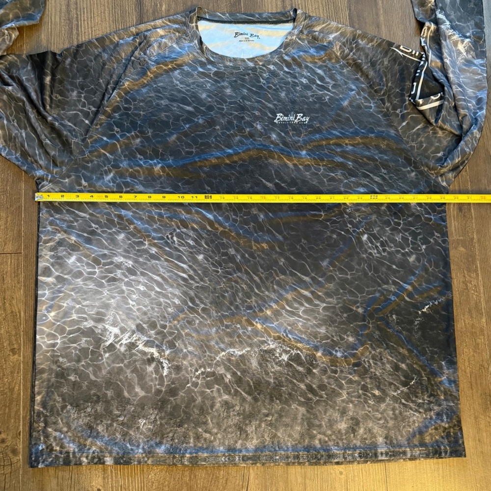 Bimini Bay Outfitters Fishing Shirt Grey Water Print Long Sleeve Mens 3XL - Picture 9 of 11